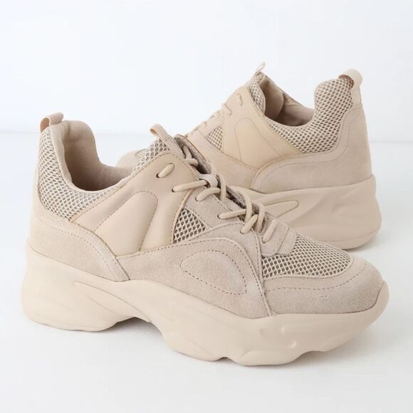 Steve Madden Movement Beige Multi Suede Leather Sneakers - Picture 1 of 10